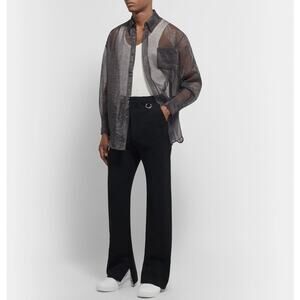 nwot OUR LEGACY Shirt 48/M Organza Sheer Crinkle Graphite Button Up Pocket